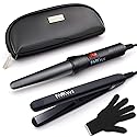 FARI Travel Hair Curling Iron and Mini Flat Iron 2 in 1 Kit, Ceramic Tourmaline Curling Wands and Hair straighteners Set, Heat Resistant Glove Beauty & Personal Care FARI