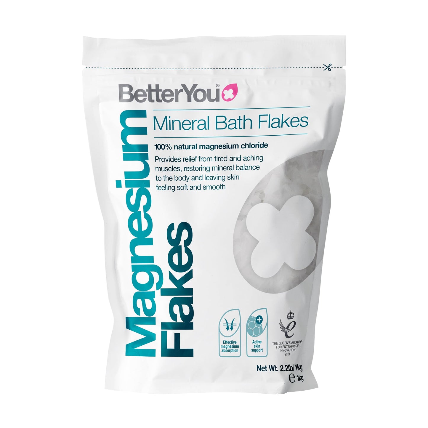 BetterYou Magnesium Mineral Bath Flakes - Mineral Bath Salts with Magnesium Chloride - Foot Bath or Body Bath Soak - Safe On Sensitive Skin - 2.3 lb Beauty and Personal Care BetterYou