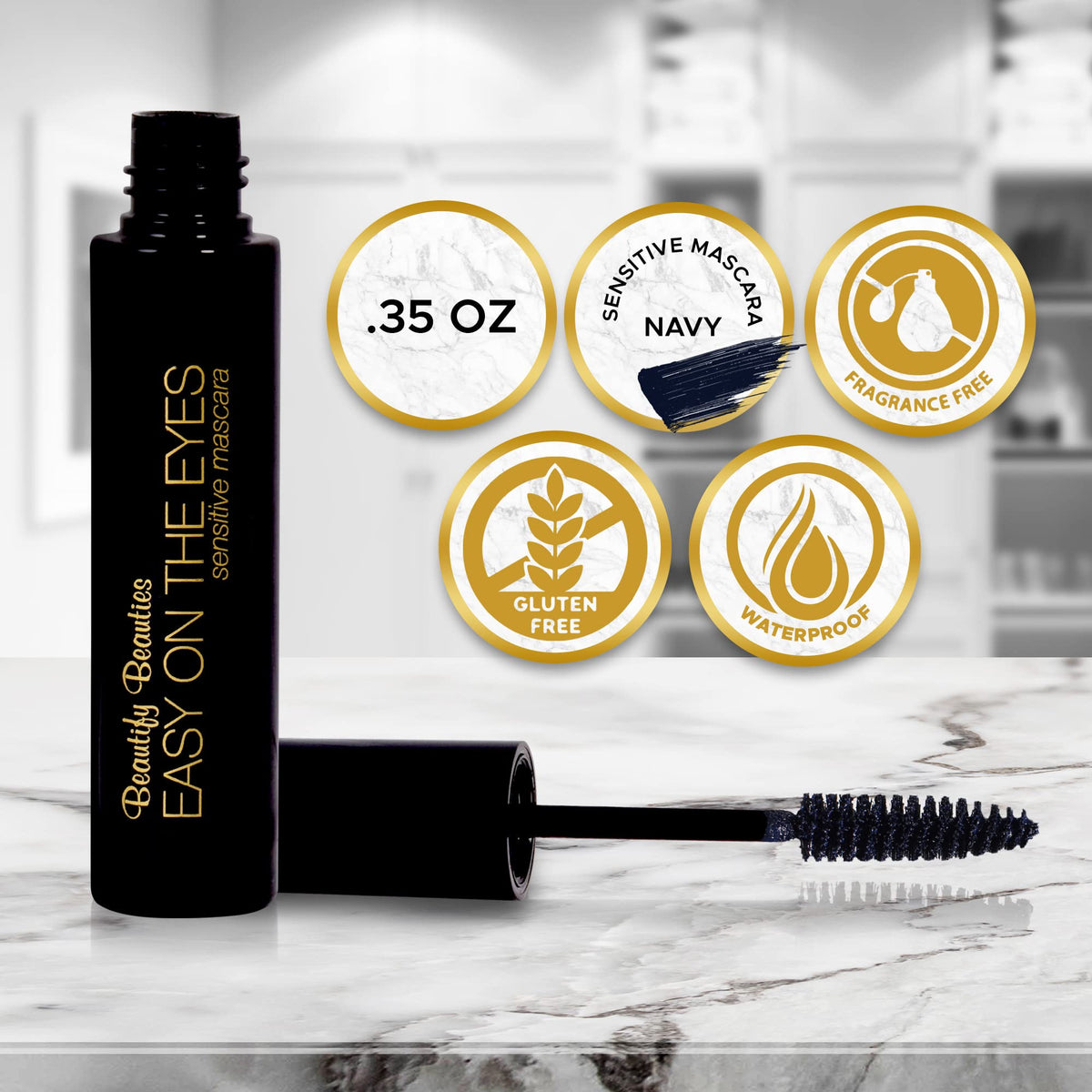 BeautifyBeauties EASY ON THE EYES Sensitive, Hypoallergenic Eye Mascara For Contact Lens Wearers - Non-irritating, Fragrance-free For Natural Looking Beauty & Personal Care BeautifyBeauties