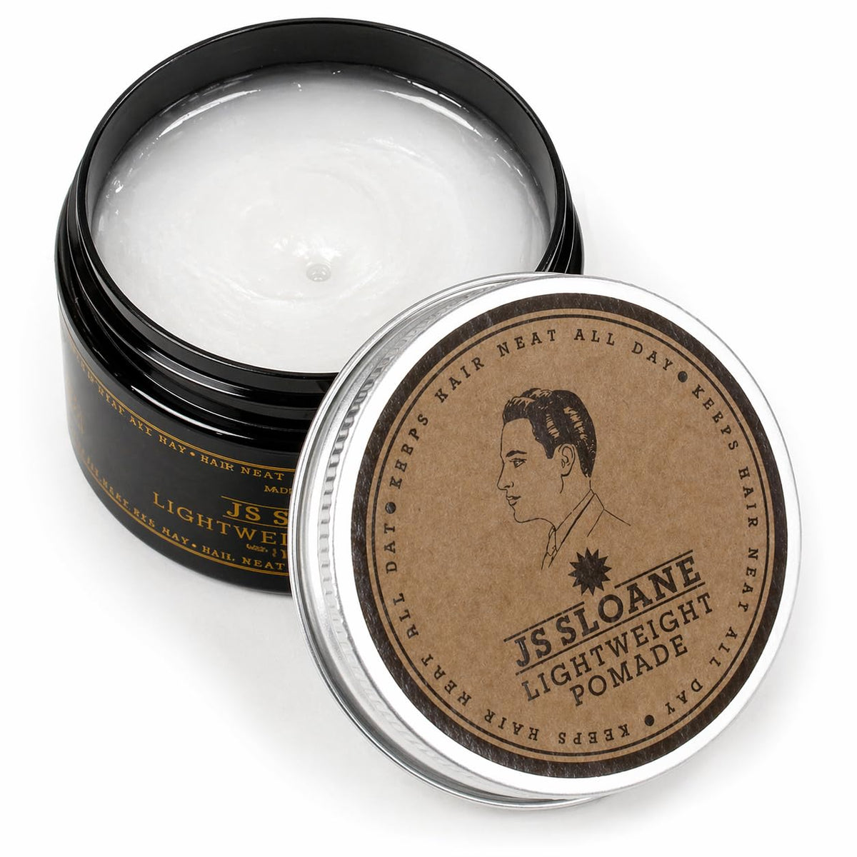 JS Sloane Lightweight Pomade - Light Hold, Natural Shine, Water-Based Hair Styling Pomade - Fresh Clean Scent, Easy Washout - Ideal for Classic, Retro