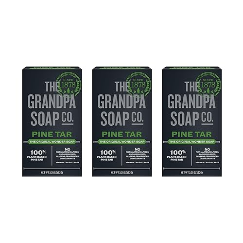 The Grandpa Soap Company Pine Tar Bar Soap for Men- Made With Pine Tar Oil, 3 in 1 Cleanser Deodorizer and Moisturizer, Dermatologist Tested, Safe Beauty & Personal Care The Grandpa Soap Company