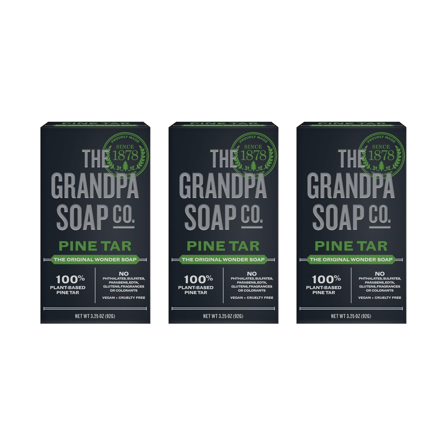 The Grandpa Soap Company Pine Tar Bar Soap for Men- Made With Pine Tar Oil, 3 in 1 Cleanser Deodorizer and Moisturizer, Dermatologist Tested, Safe Beauty & Personal Care The Grandpa Soap Company