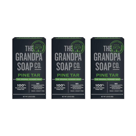 The Grandpa Soap Company Pine Tar Bar Soap for Men- Made With Pine Tar Oil, 3 in 1 Cleanser Deodorizer and Moisturizer, Dermatologist Tested, Safe Beauty & Personal Care The Grandpa Soap Company