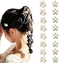 Doromy 16Pcs Small Faux Pearl Hair Claw Clips with Mini Crystal Floral Accents - Sweet Artificial Barrettes for Women and Girls Hair Clips Beauty & Personal Care Doromy