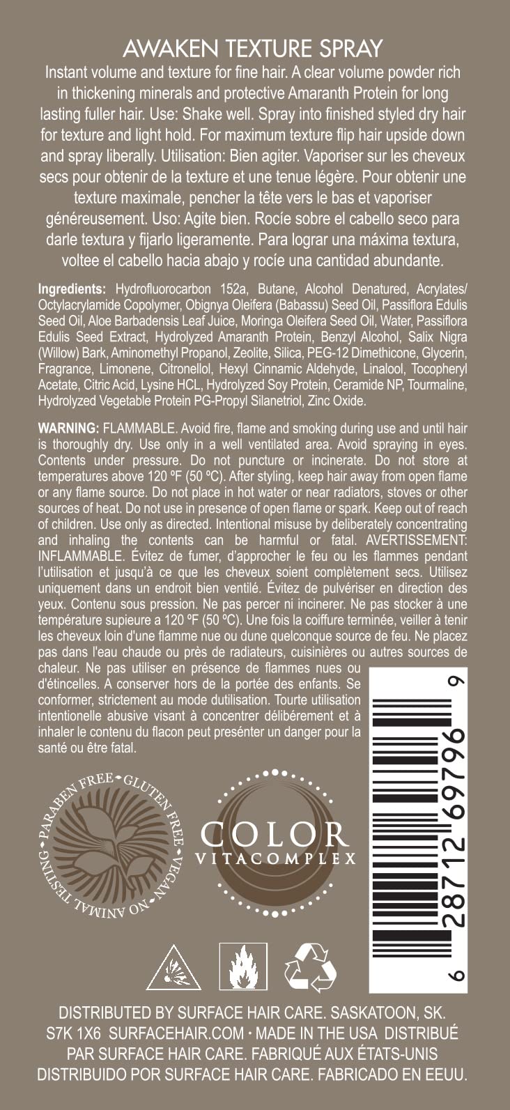 SURFACE Hair Awaken Texture Spray For Volumizing and Lifting Fine Hair, 4 fl. Oz. Beauty & Personal Care SURFACE
