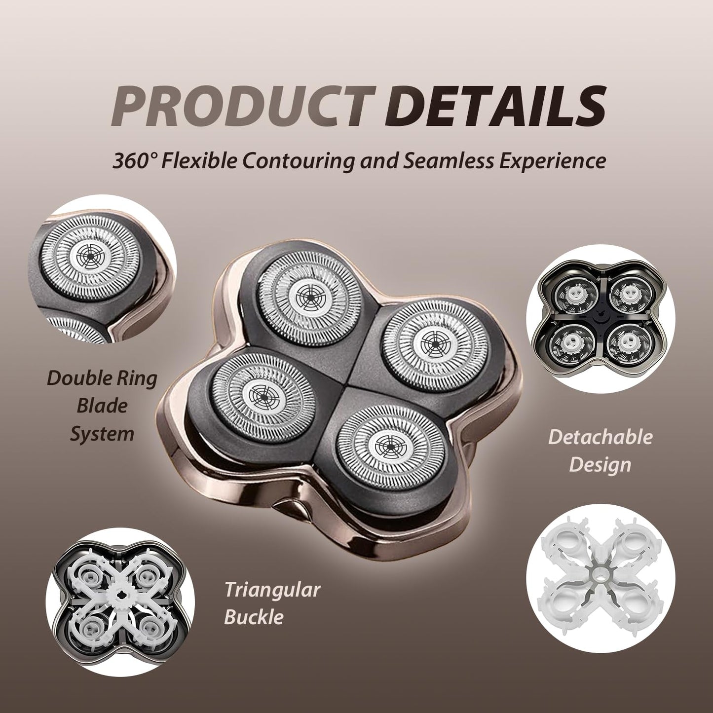 Replacement Shaver Heads for Skull Shaver, 4D Floating Blades for Pitbull Gold/Pro/Silver, Palm & Butterfly Kiss Electric Shavers, Dry & Wet Use Beauty and Personal Care Darohz
