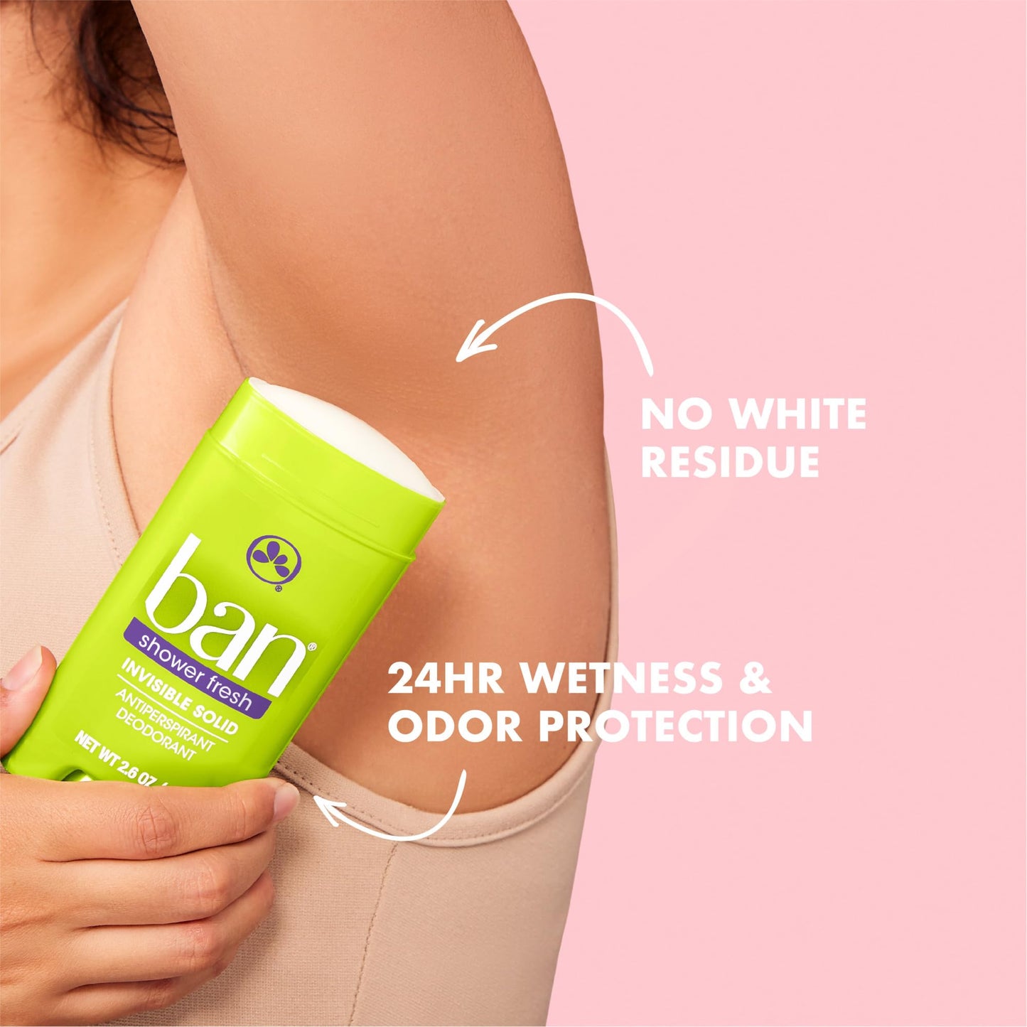Ban Invisible Solid Antiperspirant Deodorant for Women and Men, 24-Hour Underarm Odor & Sweat Protection, Shower Fresh, 2.6 Oz, Pack of 4 Beauty & Personal Care Ban