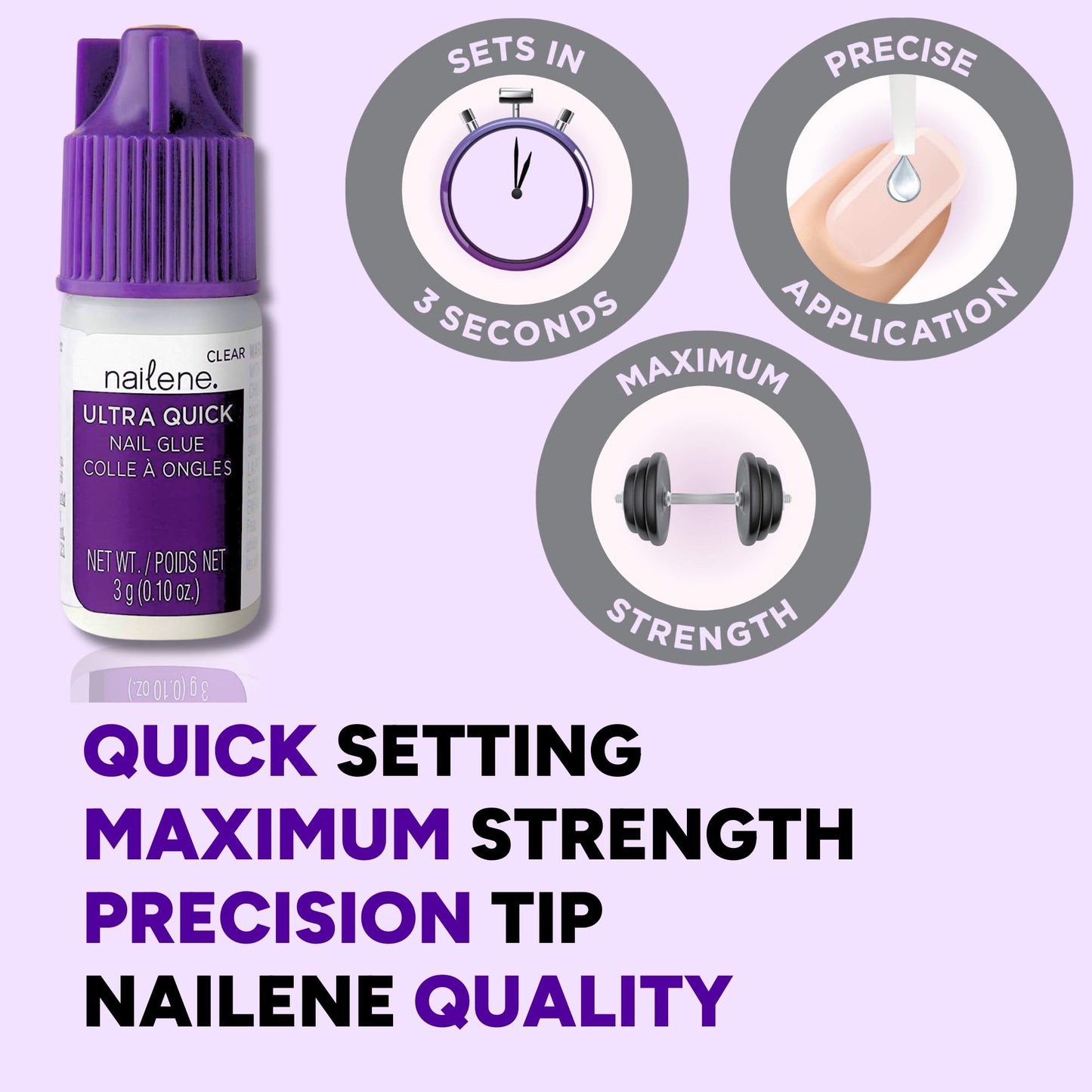 Nailene Super Strong, Fast-Drying Nail Glue - Durable, Easy to Apply False Nail Glue - Repairs Natural Nails - Quick-Drying Nail Adhesive Lasts Up Beauty & Personal Care Nailene