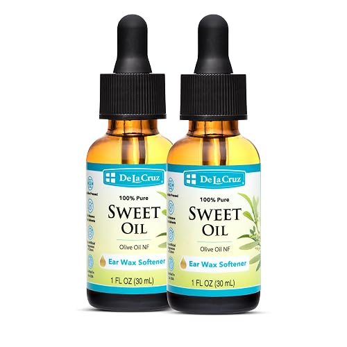 De La Cruz Ear Wax Remover and Earwax Softener, 100% Pure Sweet Oil for ears, Gentle and Natural Ear Oil - 1 Fl OZ - 2 Pack Beauty & Personal Care De La Cruz