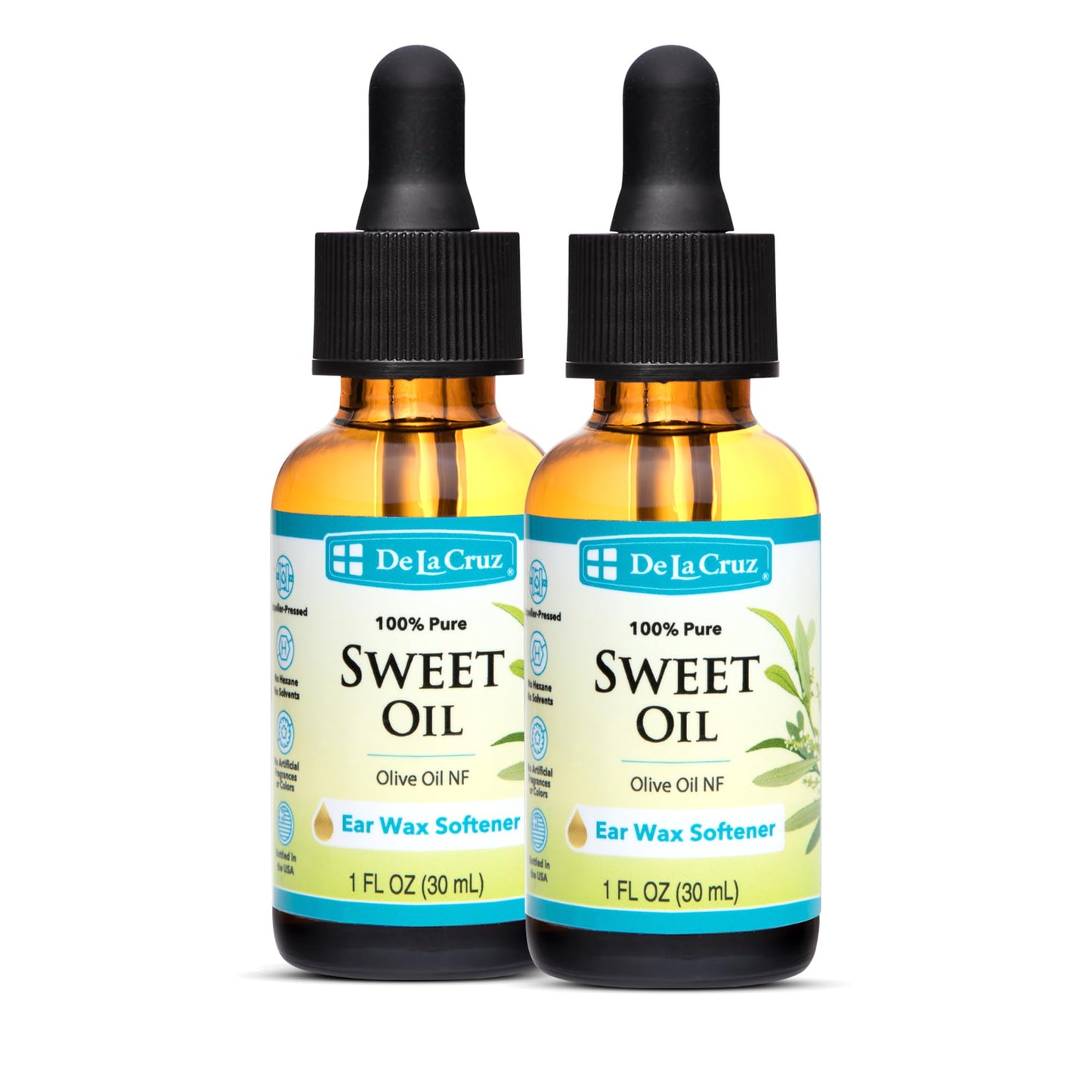De La Cruz Ear Wax Remover and Earwax Softener, 100% Pure Sweet Oil for ears, Gentle and Natural Ear Oil - 1 Fl OZ - 2 Pack Beauty & Personal Care De La Cruz