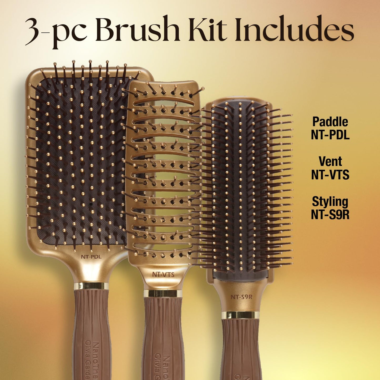 Olivia Garden Ceramic + Ion Nano Thermic Styler 3-PC Bag (S9R, VTS, PDL) Beauty & Personal Care Olivia Garden