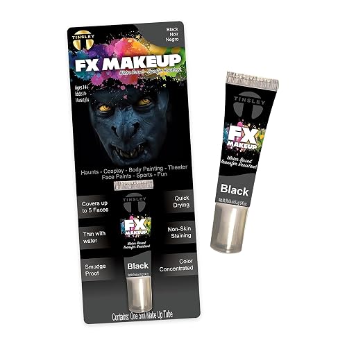 Tinsley Transfers FX Makeup - Face and Body Paint - Water-Based Cream - 7g / 0.24 oz Tube (Black), 1.0 Count Beauty & Personal Care Tinsley Transfers