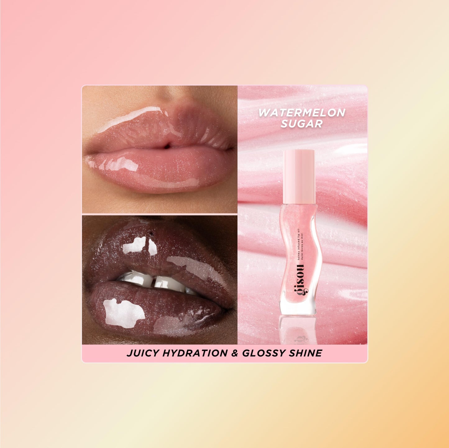 Gisou Honey Infused Lip Oil - Hydrating & Glossy Lip Oil with Mirsalehi Honey & Jojoba Seed Oil, Non-Sticky Shine, Watermelon Sugar, 0.27 Fl Oz Beauty and Personal Care Gisou