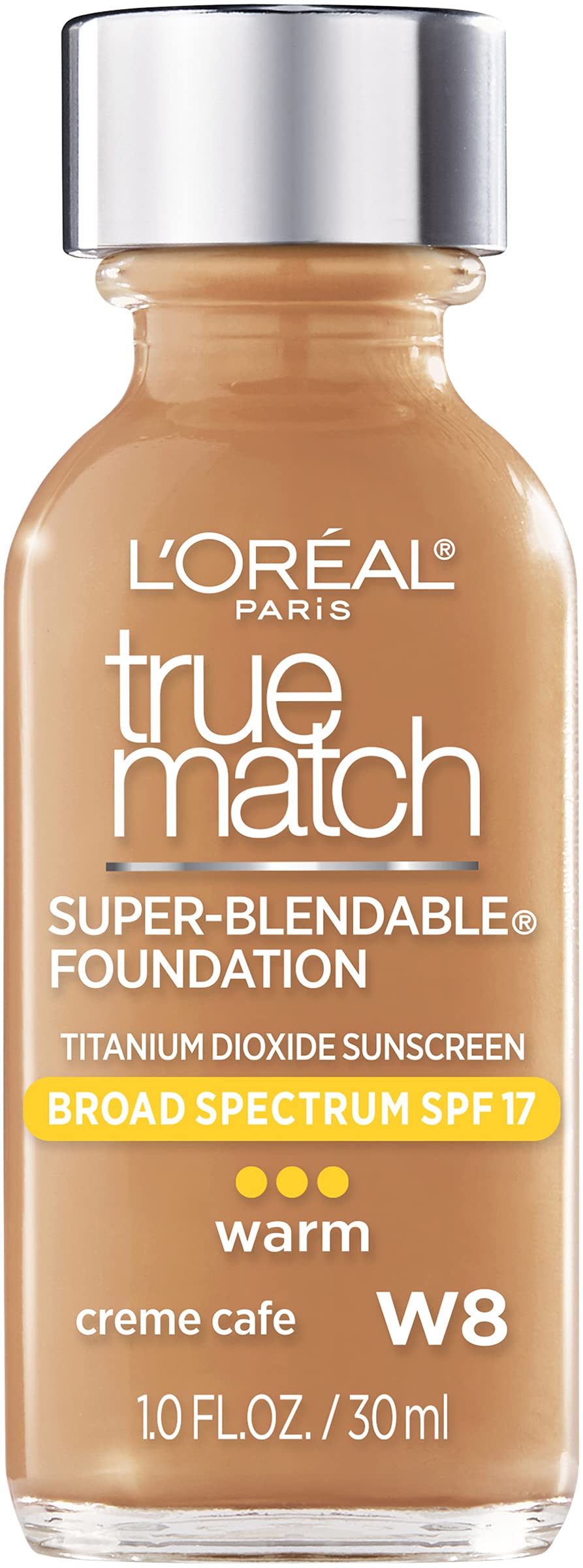 L’Oréal Paris Makeup True Match Super-Blendable Liquid Foundation, Crème Café W8, 1 Fl Oz,1 Count Beauty & Personal Care L'Oreal Paris