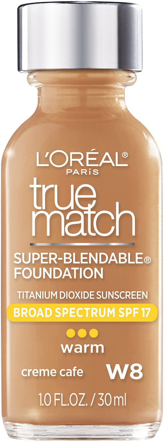 L’Oréal Paris Makeup True Match Super-Blendable Liquid Foundation, Crème Café W8, 1 Fl Oz,1 Count Beauty & Personal Care L'Oreal Paris