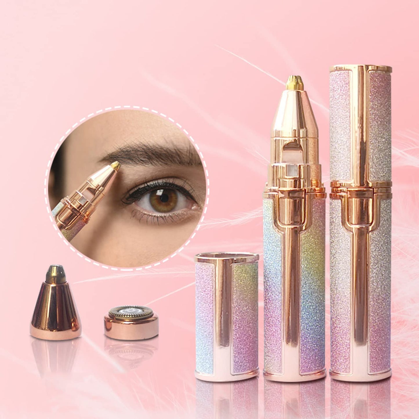 Electric Eyebrow Trimmer Set,2 in 1 Women Electric Hair Remover,USB Rechargeable Portable Mini Epilator for Lady with Hair Remover Replacement Beauty and Personal Care Brrnoo