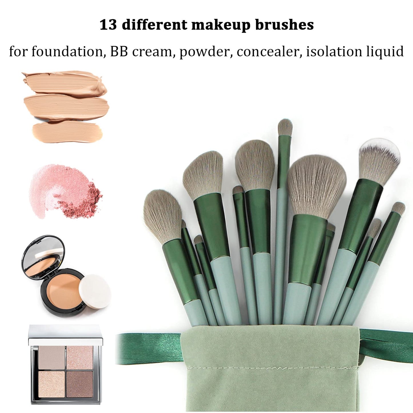 Koccido Makeup Brushes 22 Pcs Makeup Kit,Foundation Brush Eyeshadow Brush Make up Brushes Set (Green, 22 Piece Set) Beauty & Personal Care Koccido