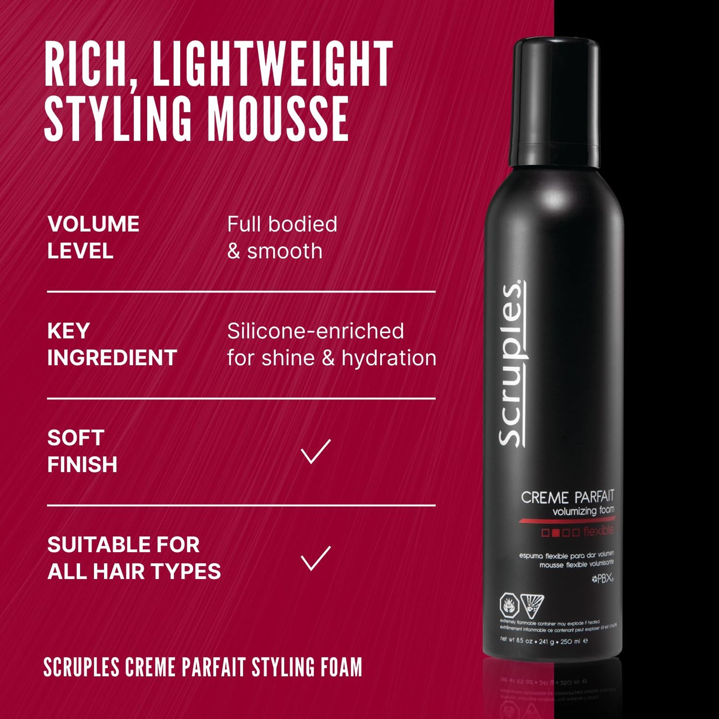 Scruples Creme Parfait Volumizing Foam - Rich & Weightless Styling Foam for Ultimate Smoothing Control, Hydration and Frizz-Free Hold - Alcohol-Free Beauty & Personal Care Scruples