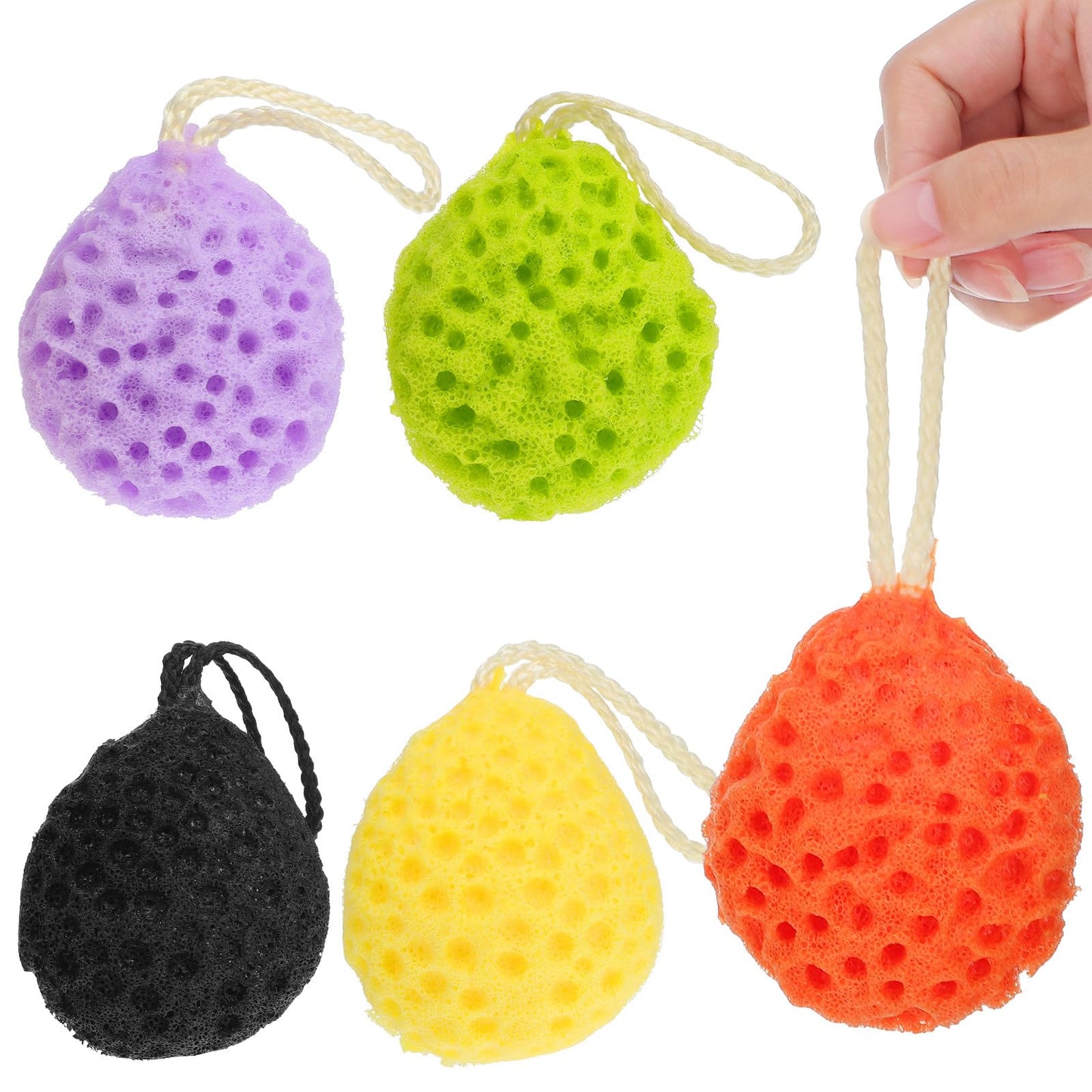 CTIRCHIU 5pcs Colorful Exfoliating Body Scrub Sponges Shower Loofah Pouf Skin Cleaning Scrubbers for Women and Men Bathing Accessories Random Color Beauty and Personal Care CTIRCHIU