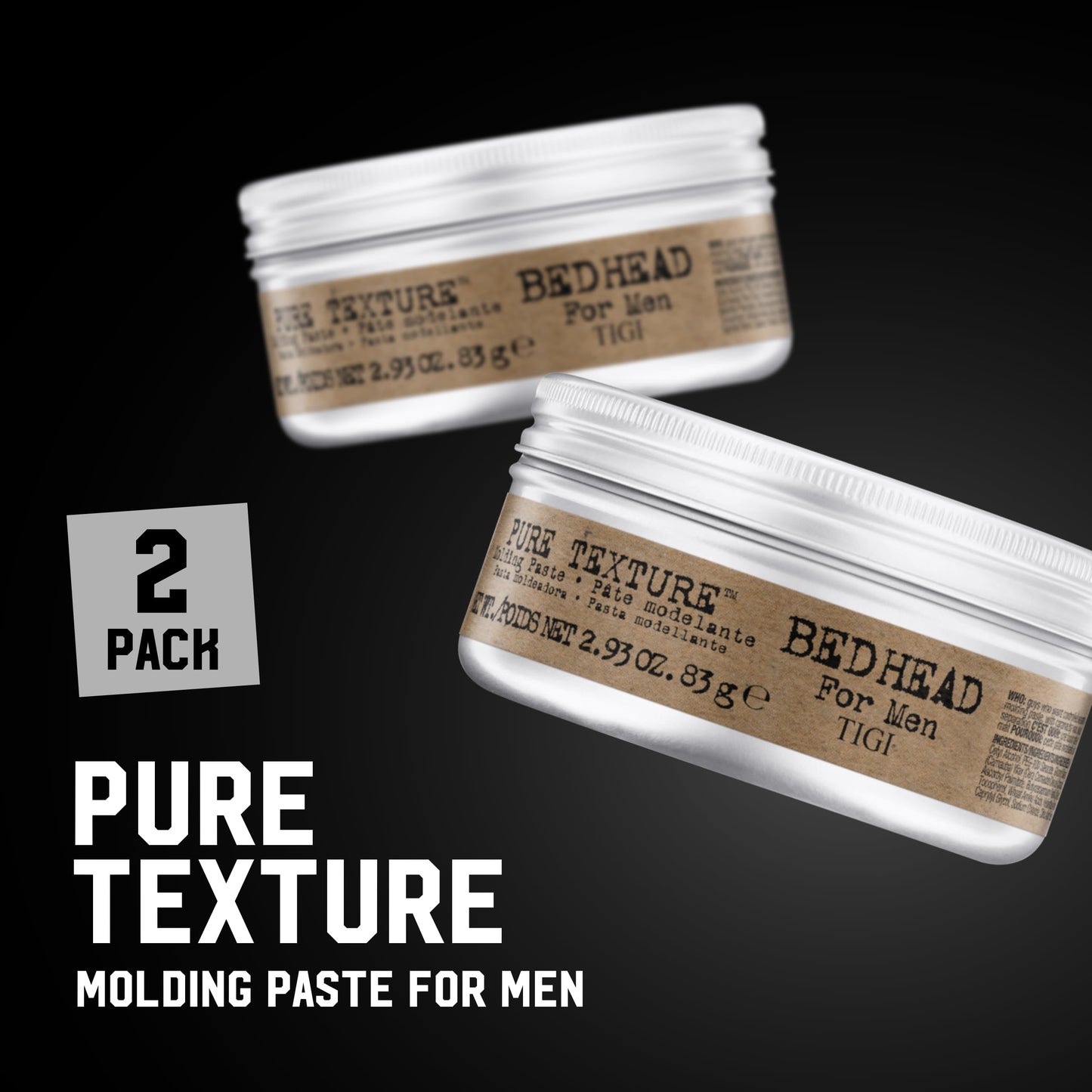 TIGI Bed Head for Men Pure Texture Hair Molding Paste - Use for Texture & Separation - Versatile Cream-to-Paste Fusion - For Men's Hairstyles - Use on Beauty & Personal Care TIGI