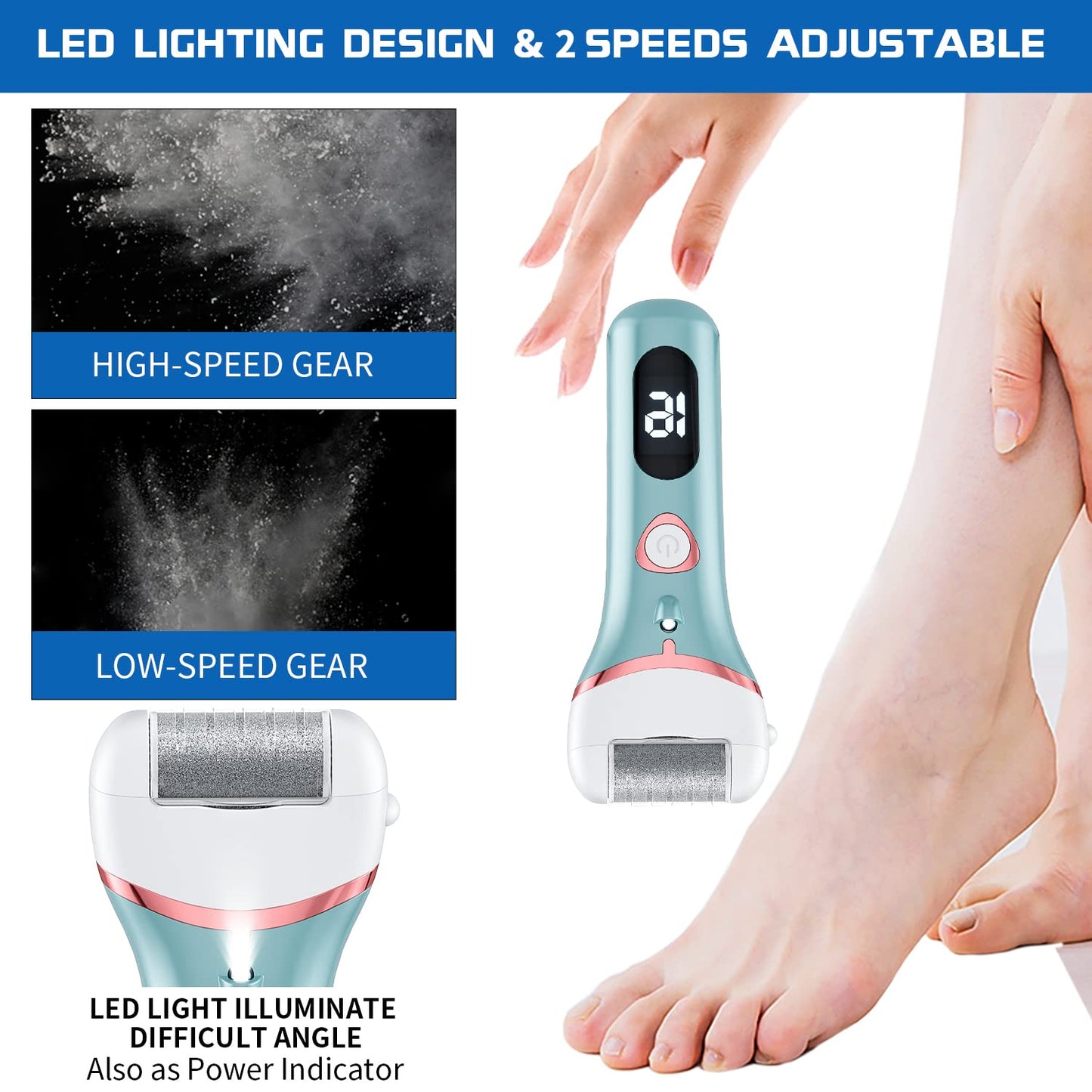 Electric Foot Callus Remover, Rechargeable Portable Electronic Foot File Pedicure Kits, Waterproof Foot Scrubber File, Professional Pedicure Tools Beauty & Personal Care Geopu