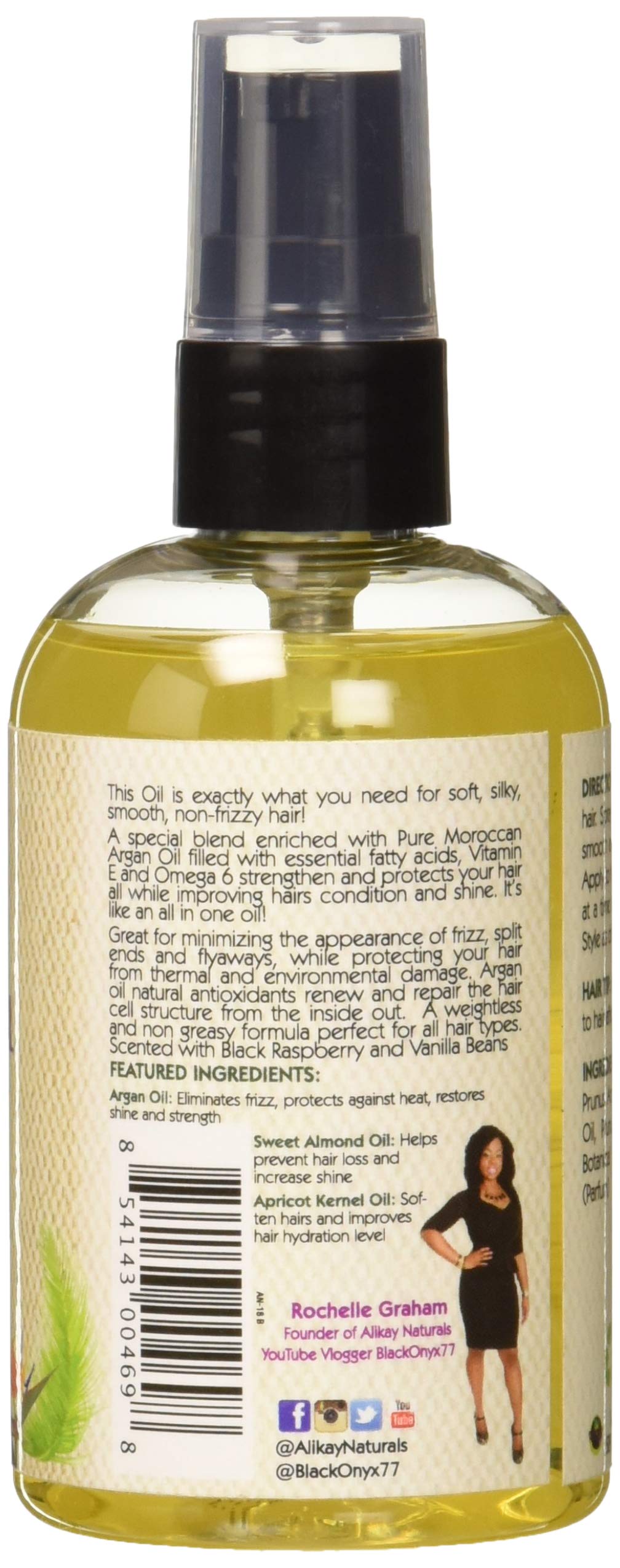 Alikay Naturals Glazed Argan Oil Silkener Natural Argan Oil, Sweet Almond Oil 4 Ounce