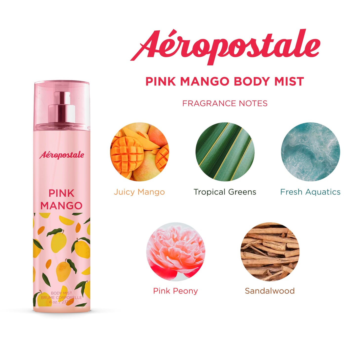 Aeropostale Pink Mango Body Mist, 8 fl. oz. Beauty & Personal Care AEROPOSTALE