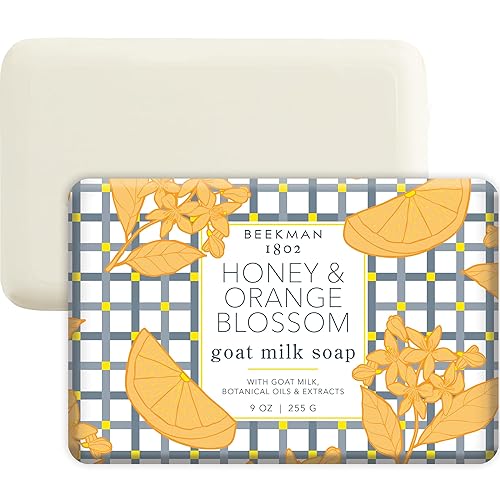 Beekman 1802 Goat Milk Body Soap Bar, Honey & Orange Blossom - Scented - 9 oz - Nourishes, Moisturizes & Hydrates - 100% Vegetable Soap with Lactic Beauty & Personal Care Beekman 1802