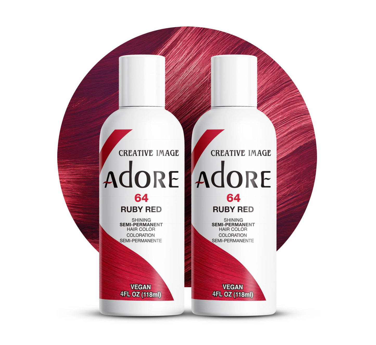 Adore Semi Permanent Hair Color (064 Ruby Red) (2 Pack) | Vegan & Cruelty-Free Red Hair Dye | No Ammonia, No Peroxide, No Alcohol | 4 Fl Oz Beauty & Personal Care Adore