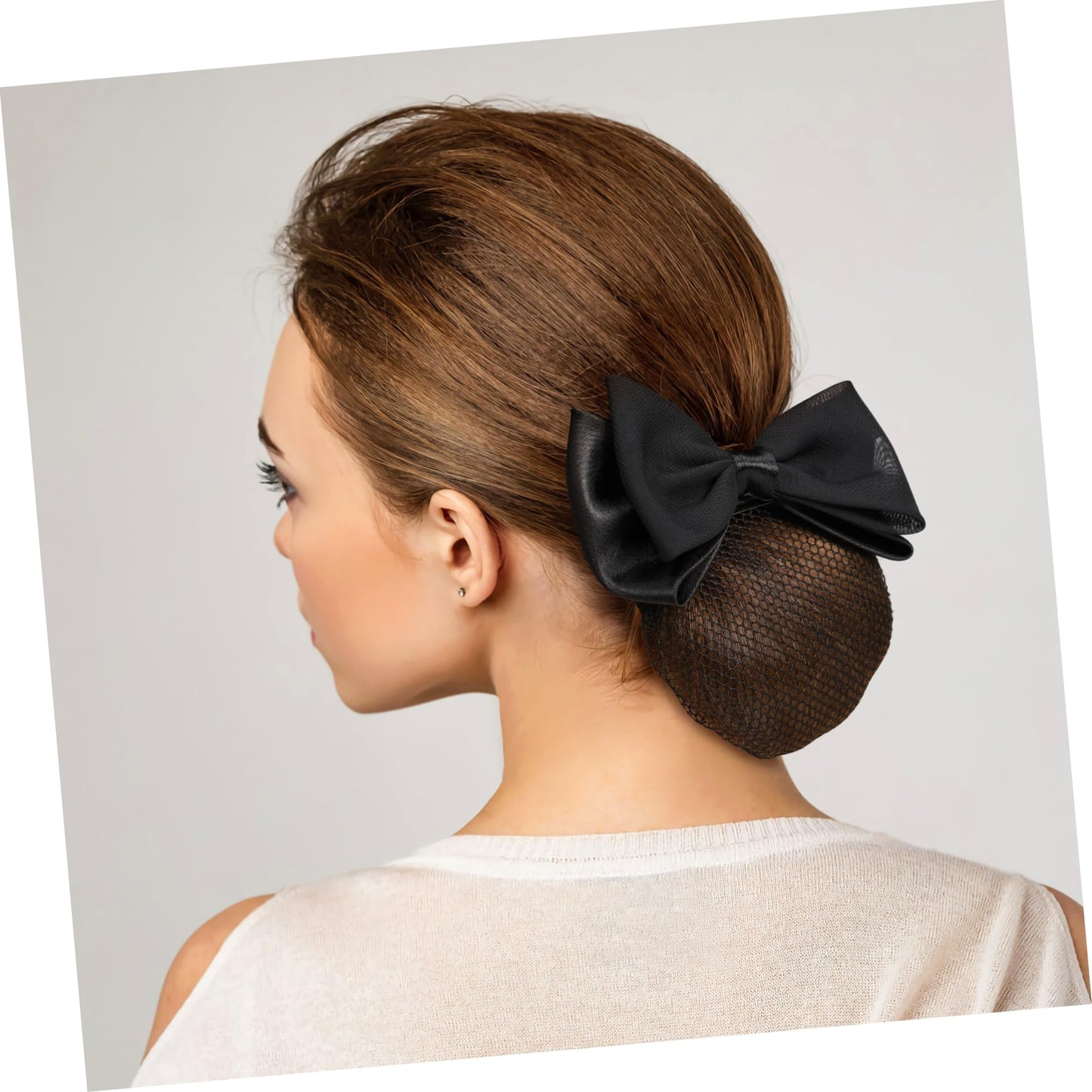 Beaupretty 2 Pieces Hair Snood Net Barrette Mesh Clip Elastic Butterfly Bun Bow Headdress for Lady Women Dance Office (Black) Beauty & Personal Care Beaupretty