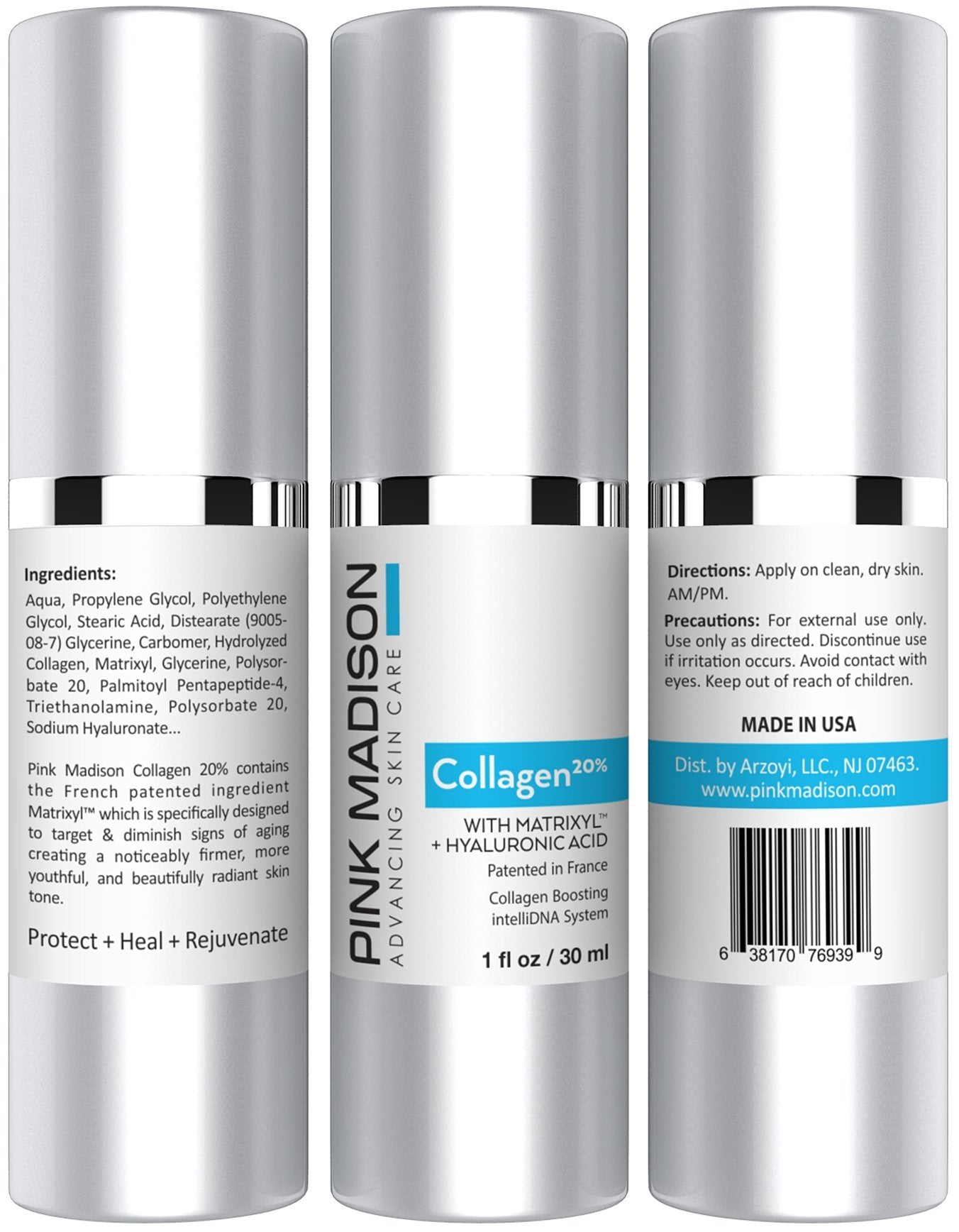 COLLAGEN Serum for Face - Matrixyl and Hyaluronic Acid - Luxury Anti Aging Face Serum Treatment Formula for Men and Women. Effective for Fine Lines Beauty & Personal Care Pink Madison