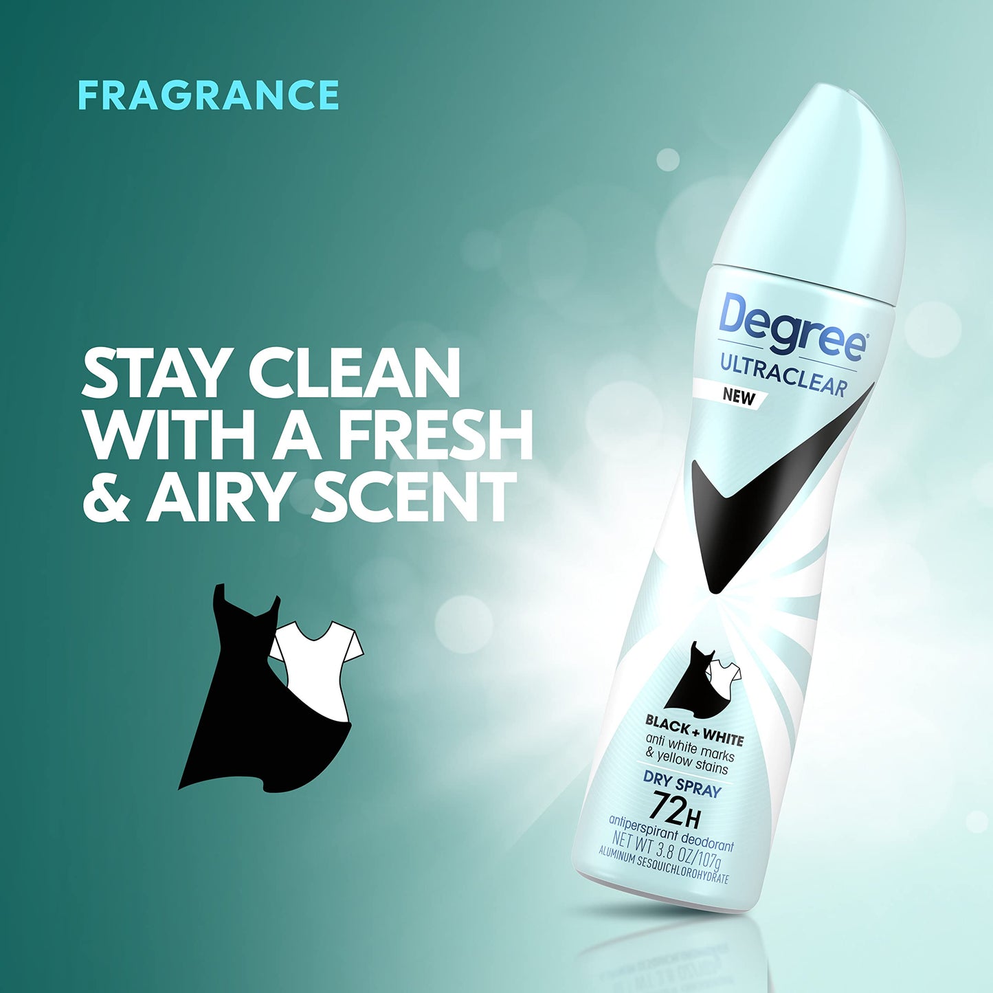 Degree Ultra Clear Antiperspirant Deodorant Dry Spray Anti White Marks and Yellow Stains Black+White Deodorant for Women 3.8 Ounce (Pack of 3) Beauty and Personal Care Degree