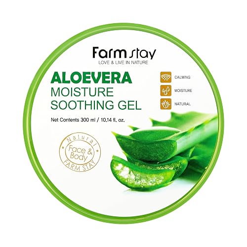 FARMSTAY Aloe Vera Moisture Soothing Gel - Hydrating Face Moisturizer - After Sun Gel for UV-Exposed Skin - Lightweight Body Moisturizer - 10.14 oz Beauty & Personal Care FARMSTAY