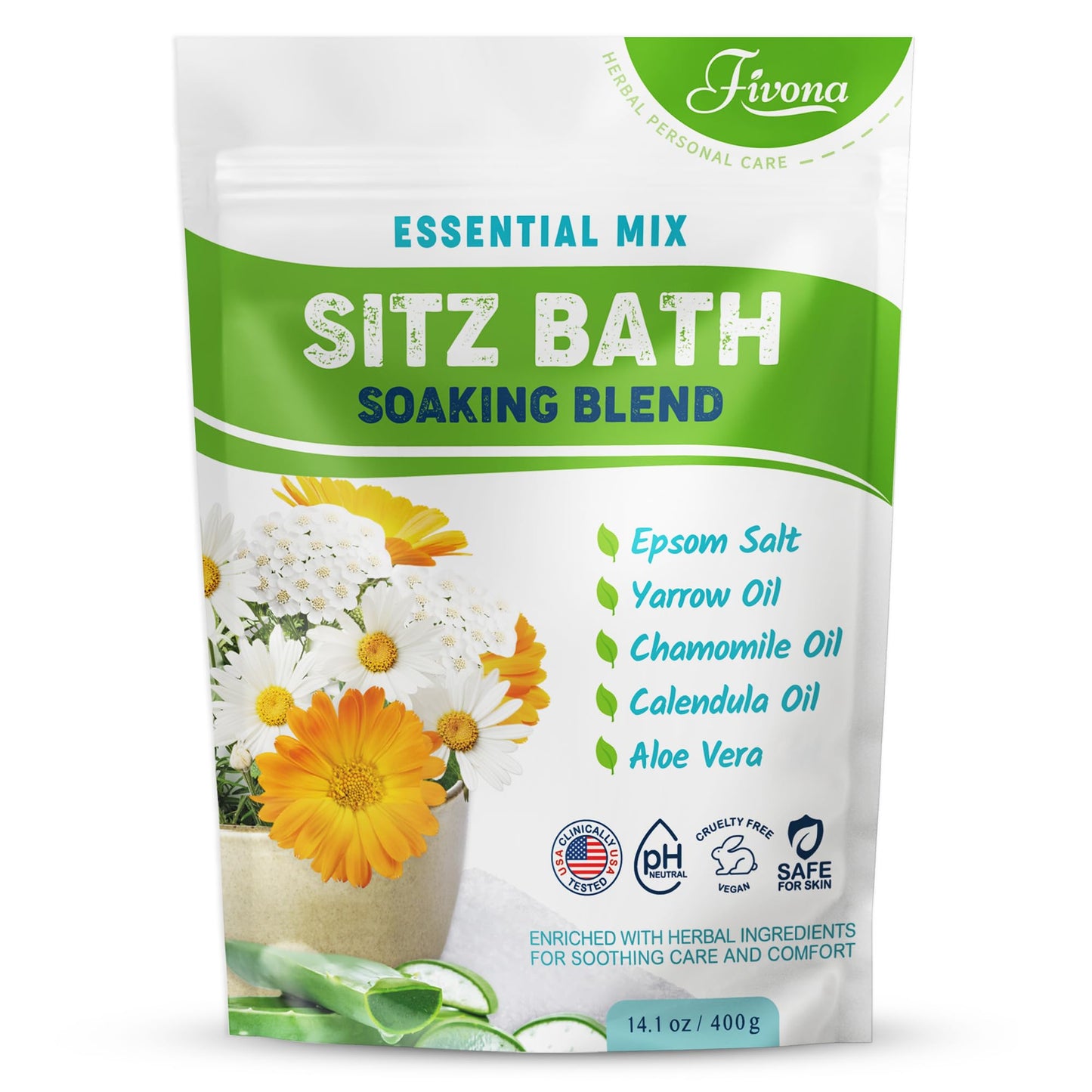 Hemorrhoid Care Postpartum Care Bartholin Cyst Relief - FIVONA Sitz Bath Salt Natural Epsom Blend with Essential Oils Soak - 14.1 oz Beauty and Personal Care FIVONA