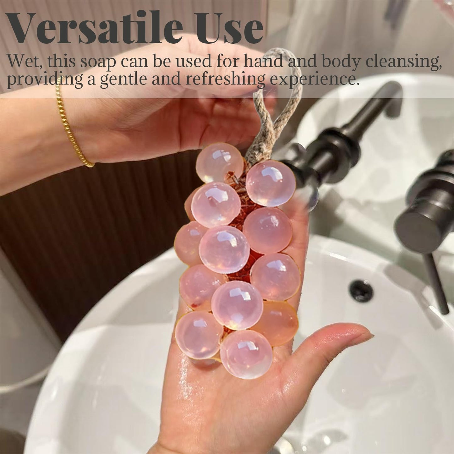 YcaeyLnaR Handcrafted Grape Soap on a Rope - Crystal Grape Cluster for Hand and Body, Natural Cold Process Artisan Soaps, Decorative Soap Bars Beauty & Personal Care YcaeyLnaR