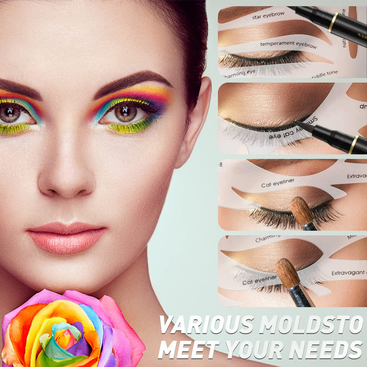 YAFIYGI Quick Make-Up Stencils Eyeliner Molds a Makeup Tool with a Variety of Shapes Eyeliner Stencil Pads Eyeshadow Applicators Eyeliner Template Beauty & Personal Care YAFIYGI