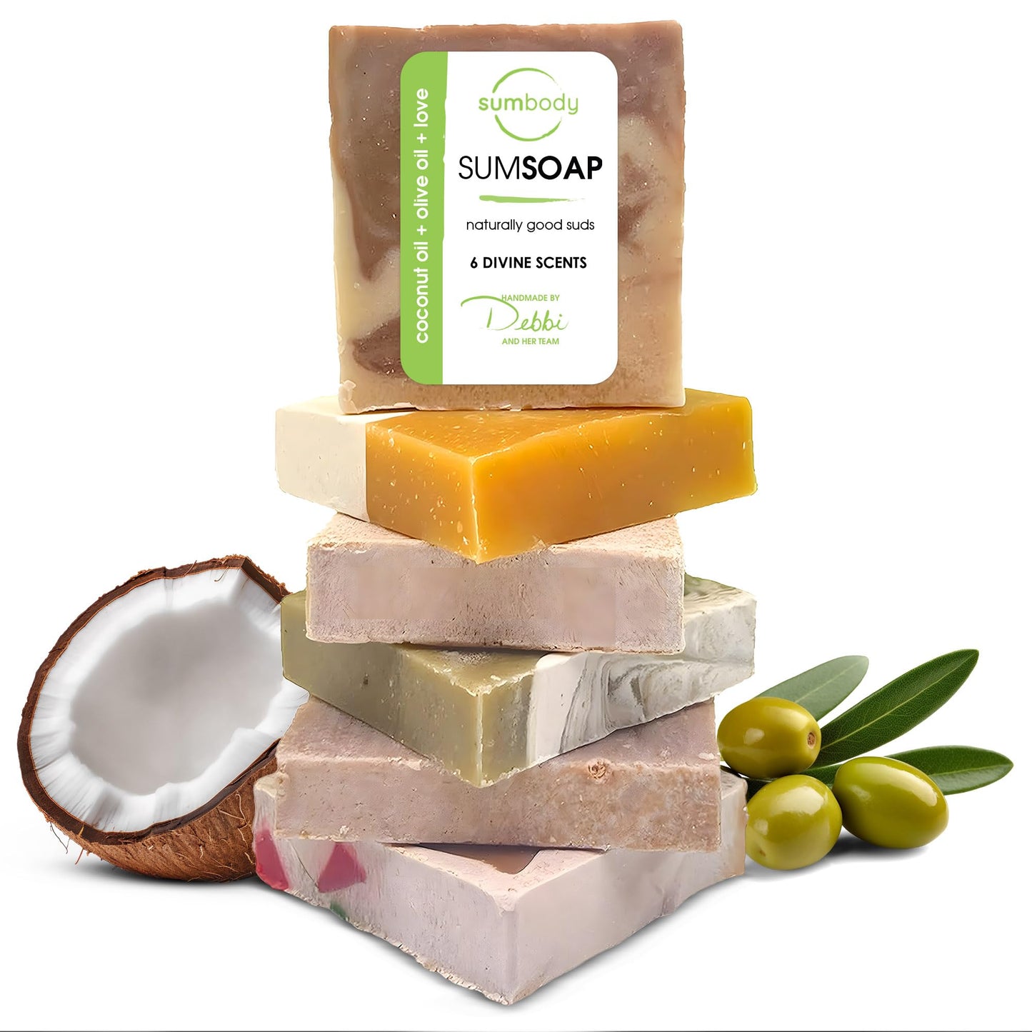 Sumbody USA Made Handmade Soap Bar (6pk) Heavenly Hydration Dry, Sensitive Skin, Moisturizing Soap For Face, Hands, Body Self Care Gift Set Men Beauty & Personal Care Sumbody