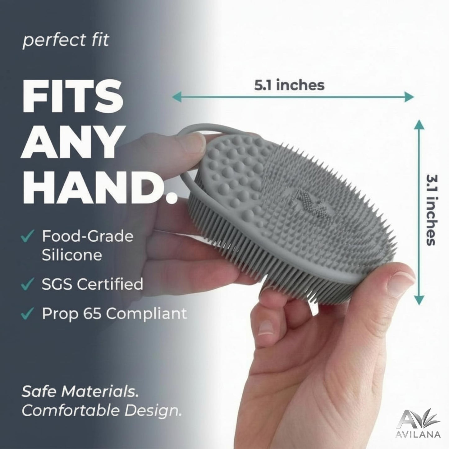 Avilana Premium Exfoliating Body Scrubber - Trusted Since 2017 - SGS Certified Silicone Bath Brush, Firm Bristles Smooth Rough Bumpy Skin Texture Beauty & Personal Care Avilana