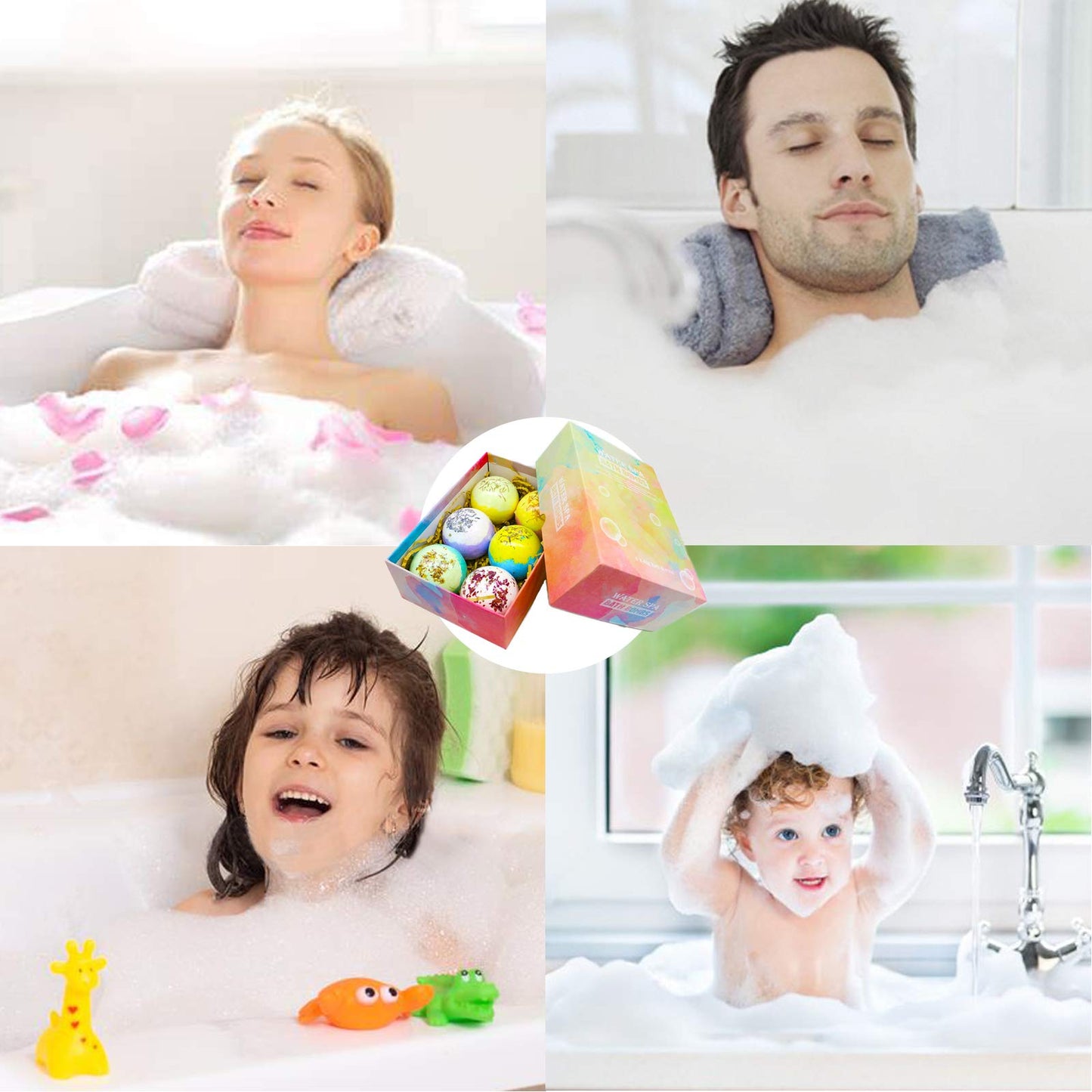 Bath Bombs, Bath Bomb Gift Set 6 x 4 OZ, Spa Bath for Christmas Valentines Birthday Gifts for Women, Kids, Wife, Moms (Tpye 02) Beauty and Personal Care JIAN YA NA