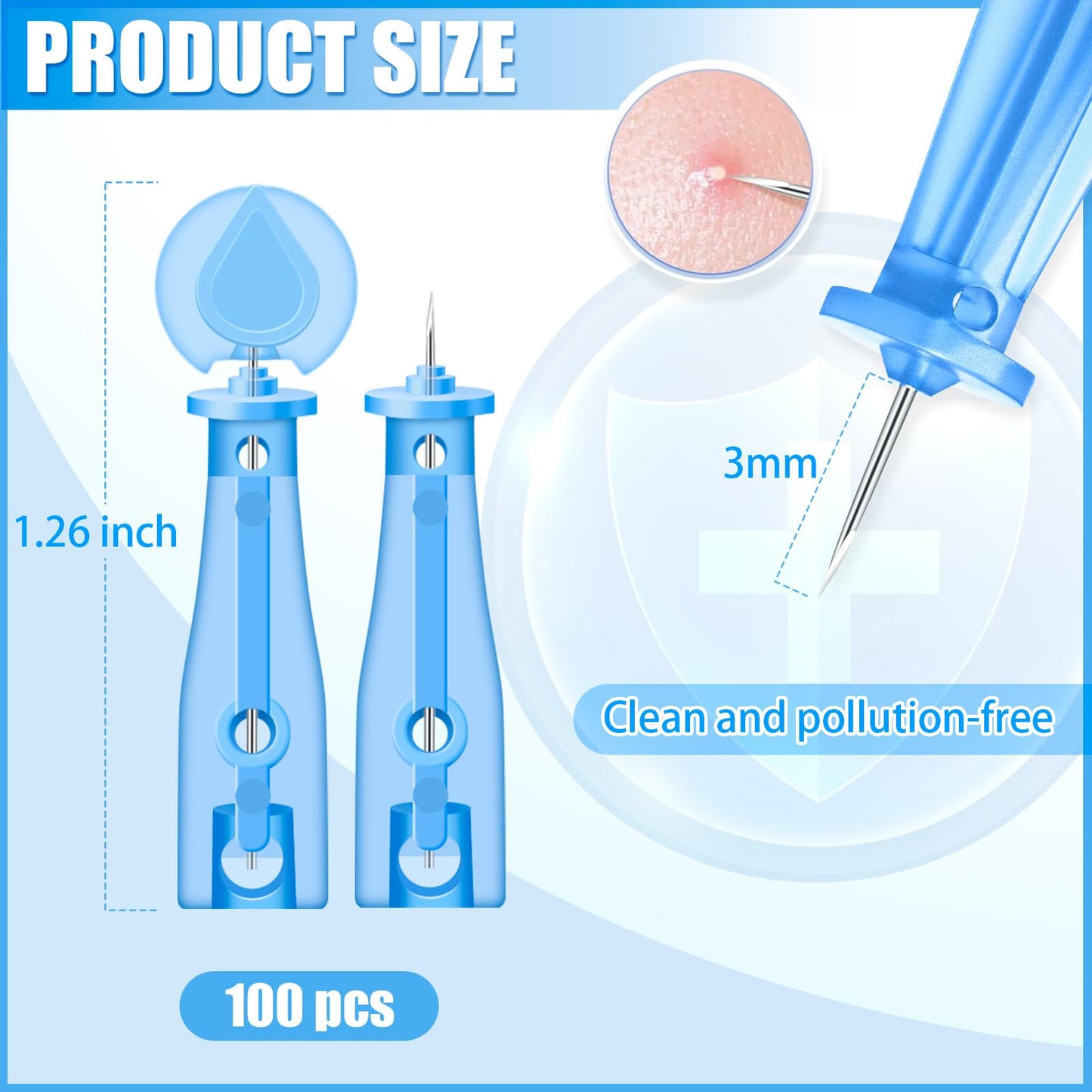 Lancets for Facial Extraction, 100Pcs Disposable Acne Needle Effective Blemish and Blackhead Removal Tools for Clear Skin Beauty and Personal Care HFYHWT