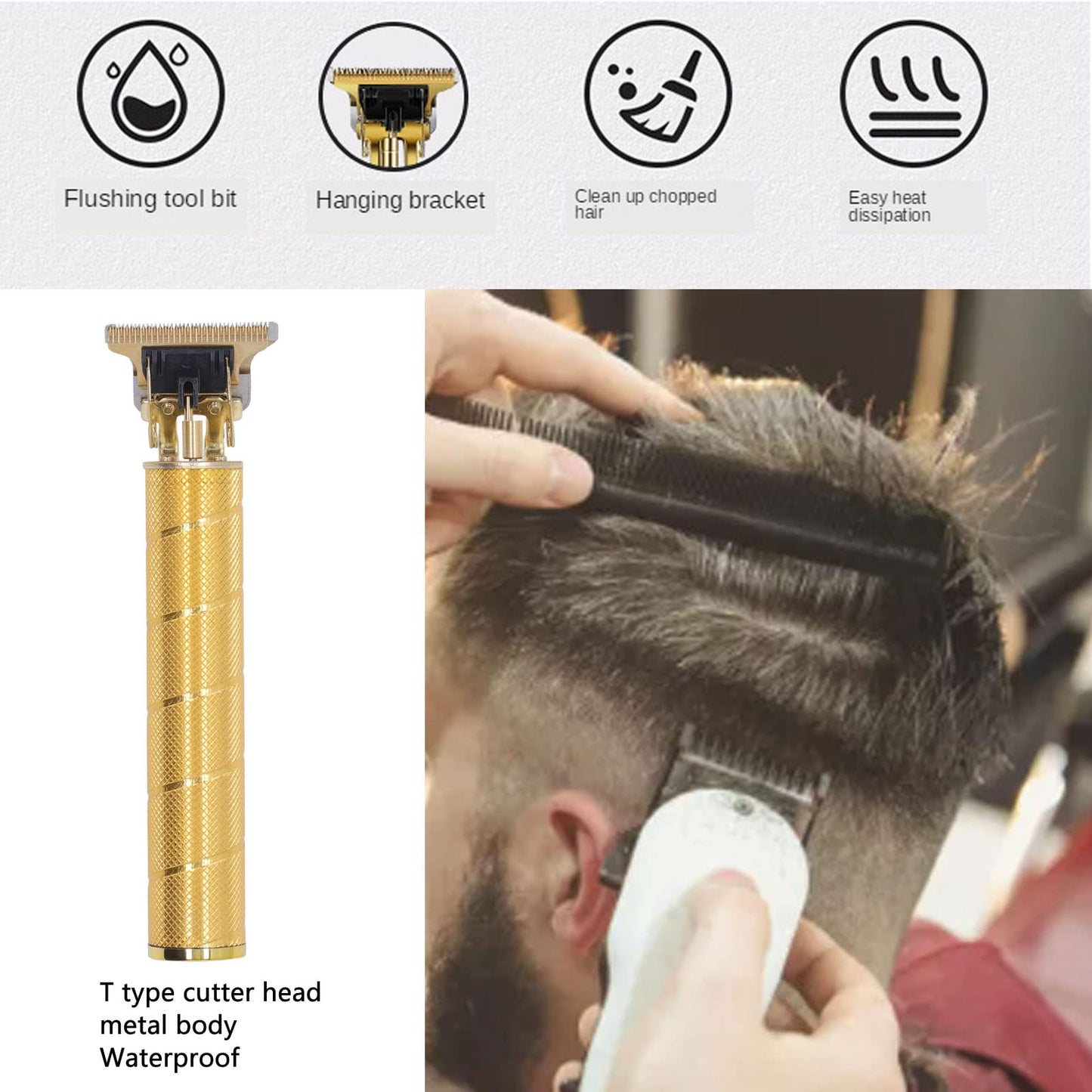 RiToEasysports Hair Shaver High Rotation Speed Strong Power Home Haircutting Cordless Clipper Non-Slip Hair Clipper for Travel (Thread Gold) Beauty and Personal Care RiToEasysports