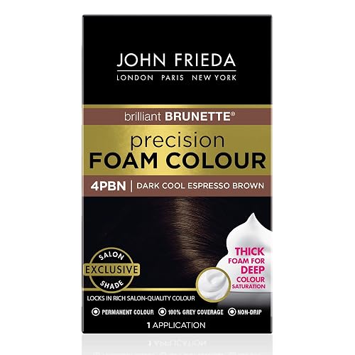 John Frieda Precision Foam Colour, Dark Cool Espresso Brown, Full-Coverage Hair Color Kit, Anti-Fade Gray Coverage, Deep Color Saturation Hair Dye, 1 Beauty & Personal Care John Frieda