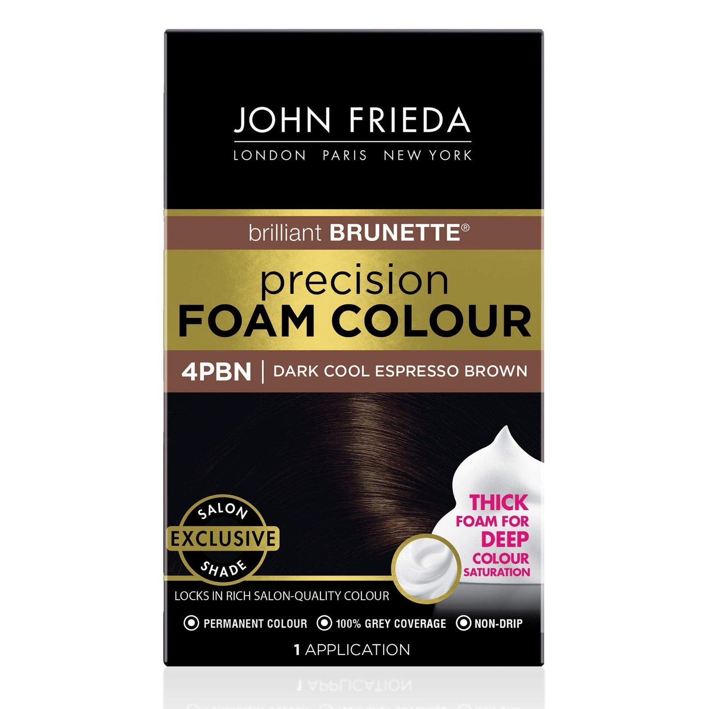 John Frieda Precision Foam Colour, Dark Cool Espresso Brown, Full-Coverage Hair Color Kit, Anti-Fade Gray Coverage, Deep Color Saturation Hair Dye, 1 Beauty & Personal Care John Frieda