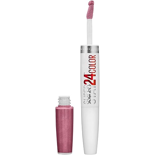 Maybelline Super Stay 24, 2-Step Liquid Lipstick Makeup, Long Lasting Highly Pigmented Color with Moisturizing Balm, Perpetual Plum, Purple, 1 Count Beauty & Personal Care MAYBELLINE