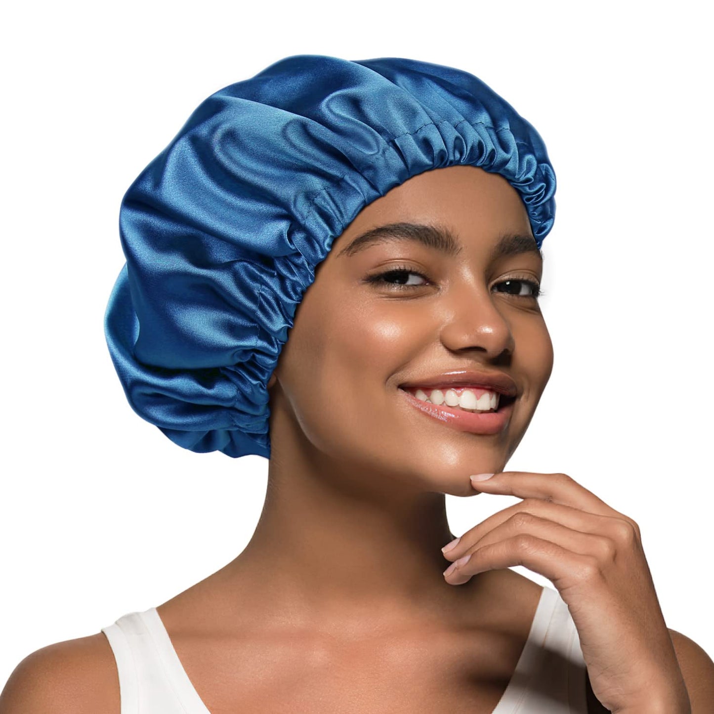 Alnorm Satin Bonnet for Women Hair Wrap for Sleeping Dark Blue Beauty and Personal Care Alnorm
