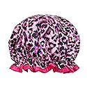 allydrew Reusable Women's Waterproof Shower Caps for Long Hair, Pink Leopard Beauty & Personal Care allydrew