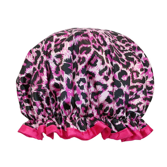 allydrew Reusable Women's Waterproof Shower Caps for Long Hair, Pink Leopard Beauty & Personal Care allydrew