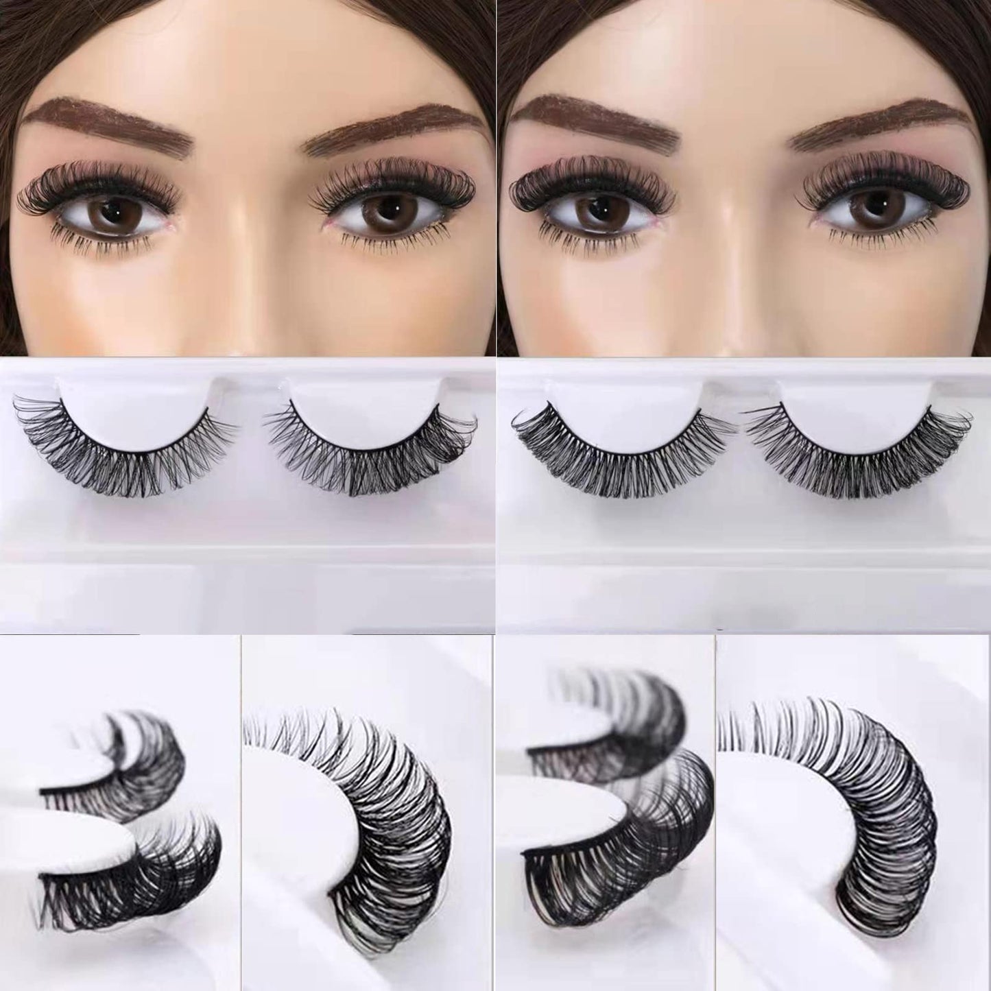 3d Russian Strip Lashes, D Curl Lash Strips, Natural False Lashes Mink, NaturalWispies Mink Eyelashes, Wispy Fake Lashes, Faux Mink Eyelashes Natural Beauty & Personal Care royaomis