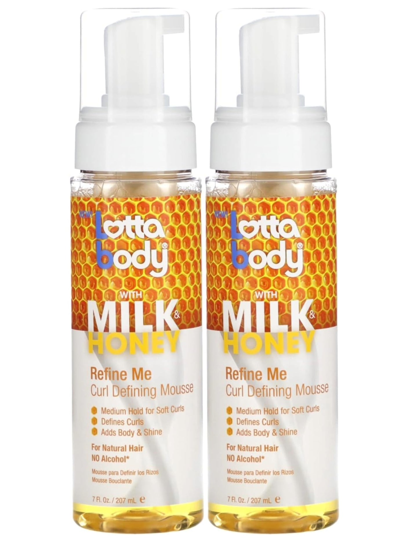 Lotta Body Mousse Curl Define Milk & Honey 7 Ounce Refine Me (Pack of 2) Beauty & Personal Care Lottabody