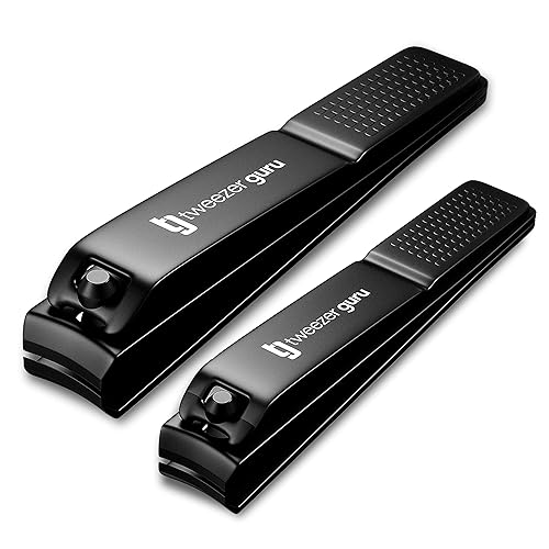 Tweezer Guru Nail Clippers - 2 Pack Professional, Stainless Steel Toe & Finger Nail Clipper Set for Men, Women and Kids - Curved Edge, Matte Black Beauty & Personal Care TWEEZER GURU